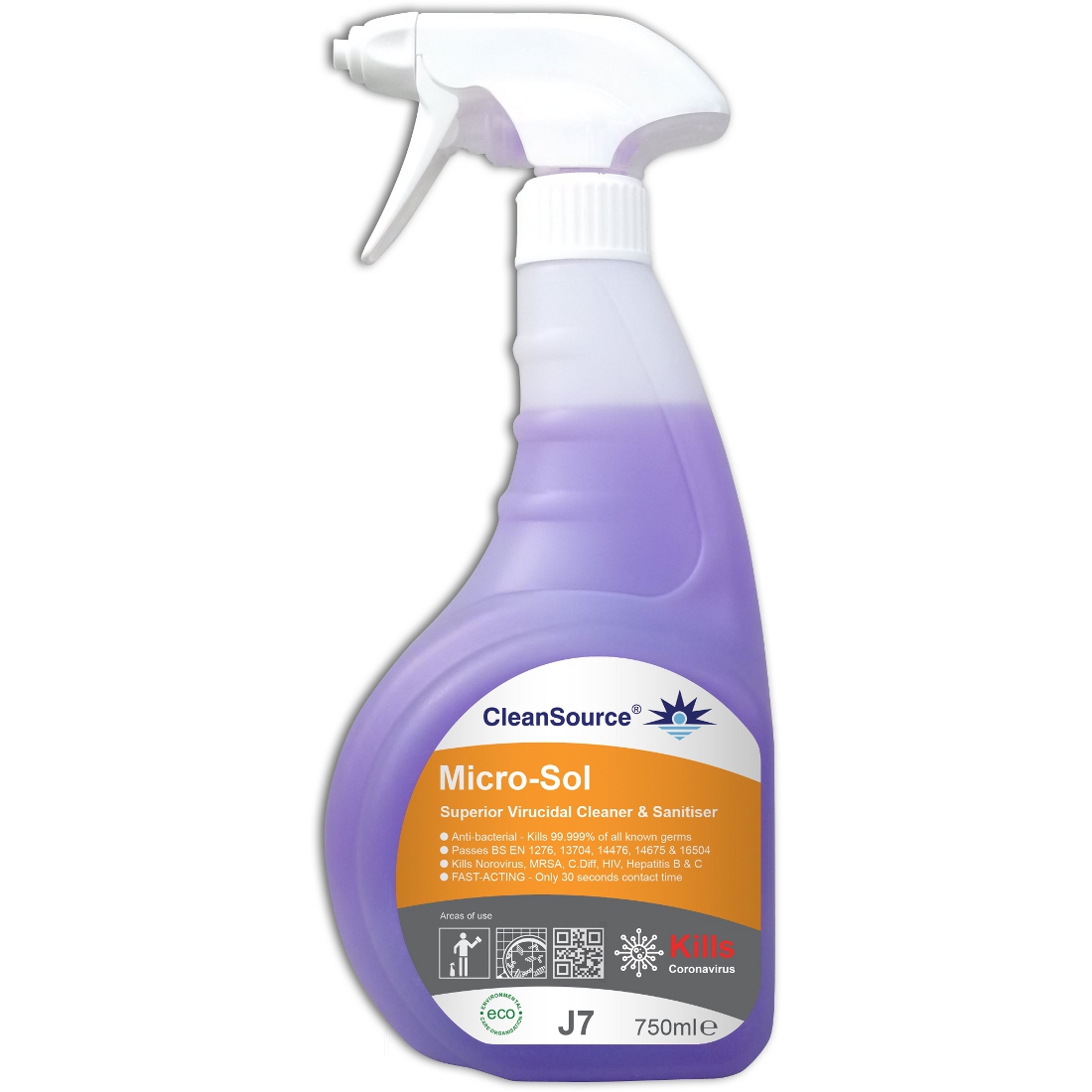 CleanSource® MICRO-SOL Virucidal COVID Cleaner & Sanitiser 750ml -  Caterclean Supplies